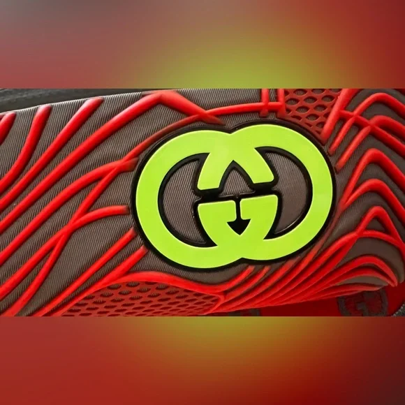 Gucci Red and Gray Crossbody Bag with Neon Green Accents - Picture 6 of 15